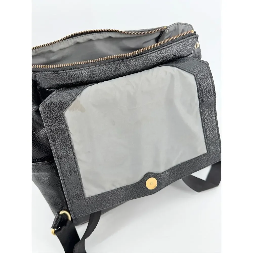 Freshly Picked Classic Diaper Backpack bag Black vegan pebbled leather large